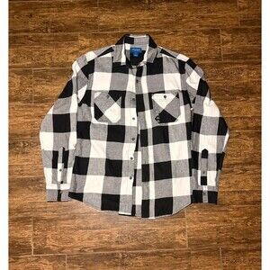 Arizona Jean Co Black & White Buffalo Plaid Flannel Shirt - S